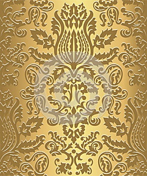 Gold Damask Wallpaper Pattern