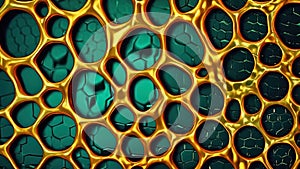 Gold and dark green honeycomb pattern background