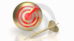 The gold dart and target ball or Business concept 3d rendering