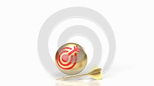 The gold dart and target ball or Business concept 3d rendering
