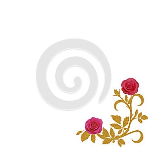 GOLD DECORATIVE CORNERS PINK ROSES