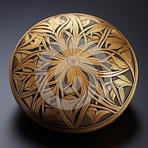 Gold Decorative Engraved Design On Black Background - Mori Kei Style Jewelry