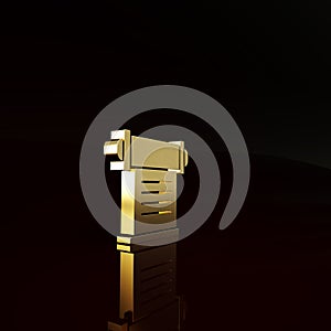 Gold Decree, paper, parchment, scroll icon icon isolated on brown background. Minimalism concept. 3d illustration 3D