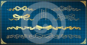 A gold design ribbon set