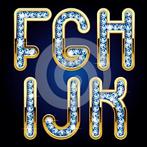Gold and diamond alphabet letters