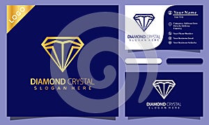 Gold Diamond Cyrstal logo design vector illustration, elegant, modern company business card template