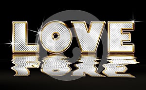 Gold and Diamond Graphic of the word Love.