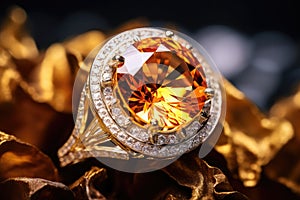 Gold Diamond Jewelry Closeup, Luxury Precious Gift, Marriage Brilliants, Precious Brilliant Jewelry