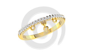 gold and diamond ring double rounded shape design on white transparent background