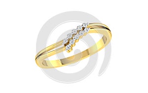 gold and diamond ring double rounded shape design on white transparent background