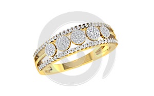 gold and diamond ring double rounded shape design on white transparent background