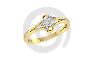 gold and diamond ring double rounded shape design on white transparent background