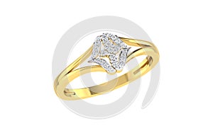 gold and diamond ring double rounded shape design on white transparent background