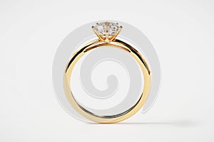 Gold diamond Ring isolated on white background, 3D rendering