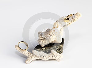 gold diamond ring isolated white background