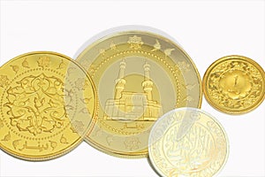 Gold dinar and siver dirham photo