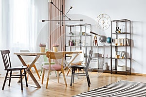 Gold dining room interior