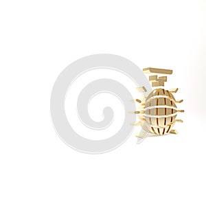 Gold Disco ball icon isolated on white background. 3d illustration 3D render