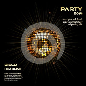 Gold disco ball party background