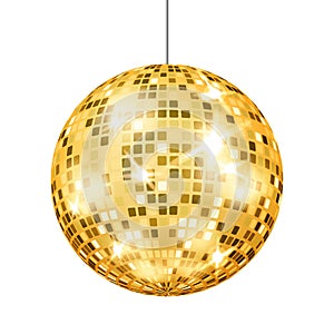 Gold Disco Ball Vector. Dance Club Retro Party Classic Light Element.