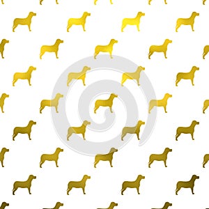 Gold Dogs Faux Foil Metallic Dog Polka Dots White Background