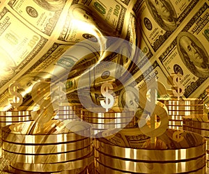 Gold and Dollar money currency icon