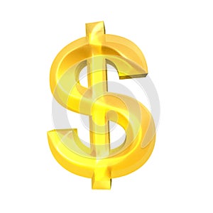 Gold Dollar sign on white background