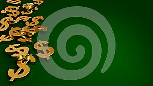 Gold Dollar Signs Scattered On Green Background