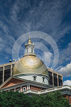Gold Dome in Boston Sky