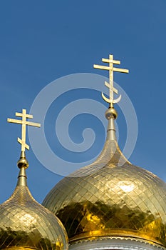 Gold domes of Shipka church, Bulgaria