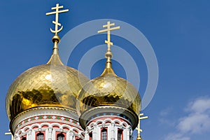 Gold domes of Shipka church, Bulgaria