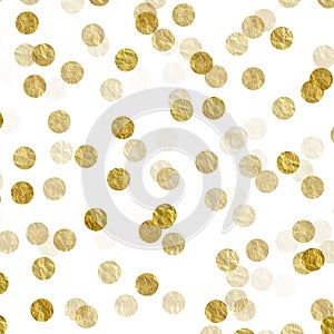 Gold Dots Faux Foil Metallic White Background photo