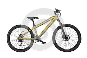 Gold Down Hill Mountain Bike isolated on white