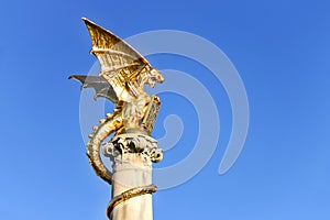 Gold dragon fountain in the Dutch city of Den Bosch