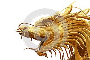 Gold dragon statue in chinese temple
