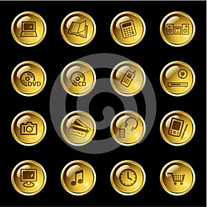 Gold drop electronics icons
