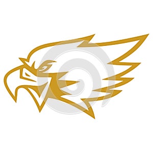 Gold Eagle Hawk Golden Falcon Bird Logo Design Vector Art Template