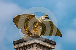 Gold eagle sculpture