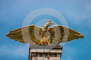 Gold eagle sculpture