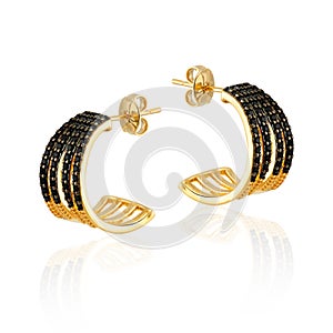 Gold earring with black zirconia