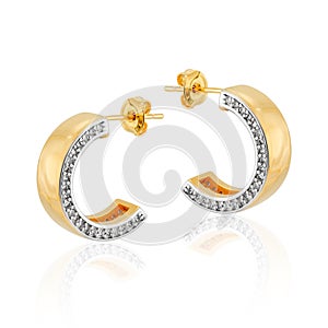 Gold earring with crystal zirconia