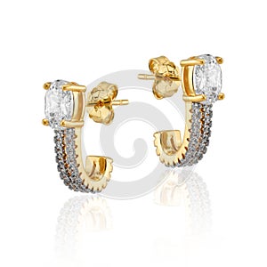 Gold earring with crystal zirconia