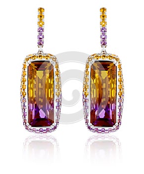 Gold earrings with ametrine