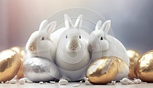 Gold Easter cute rabbit egg symbol. bunny hare Generated AI