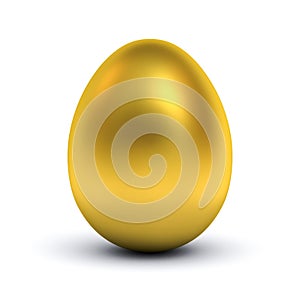 Gold egg isolated over white background with reflection