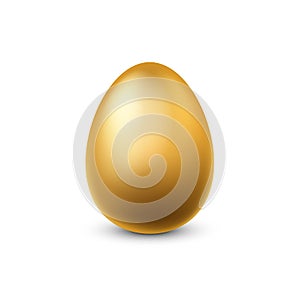 Gold egg. Traditional easter golden glittering realistic chicken egg for spring holidays, finance success and money