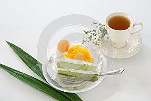 Gold Egg Yolk Thread Cakes and Pandan or thai Language call cak
