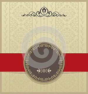 Gold elegant vector frame in Arabic pattern style