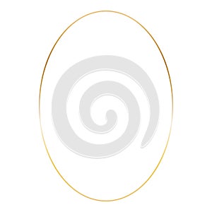 Gold ellipse frame. Vector outline thin oval aesthetic border for invitations design