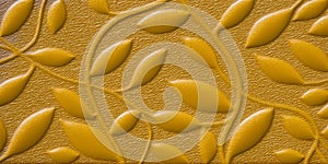 Gold Embossed Leaf Pattern Texture Generated Ai